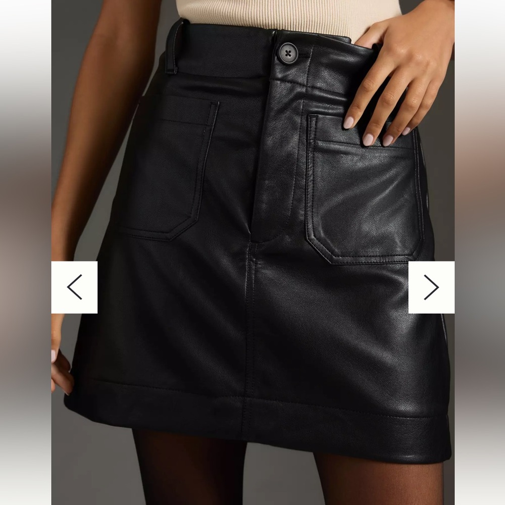 Anthropologie Colette Faux Leather Mini Skirt by Maeve - Black